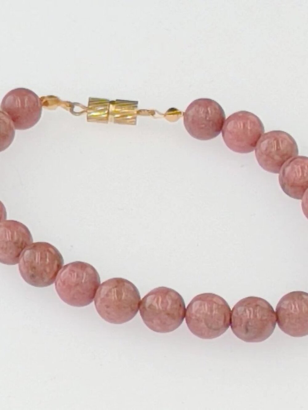 Genuine Rhodochrosite Womens Bracelet with Barrel Screw Clasp 7" Length